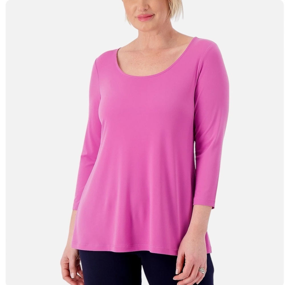 Susan Graver Modren Essentials Liquid Knit Pink 3/4 Sleeve Top sz Small